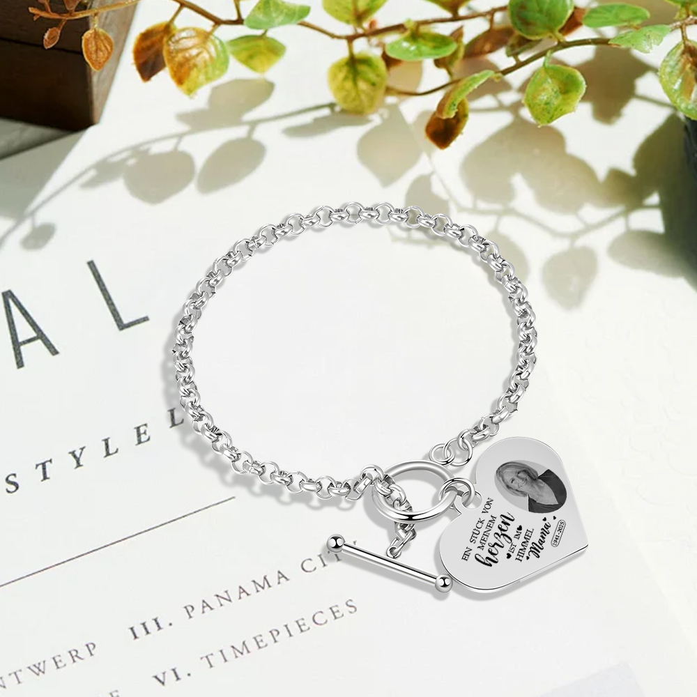 Personalisiertes Erinnerungs-Herzarmband mit Foto