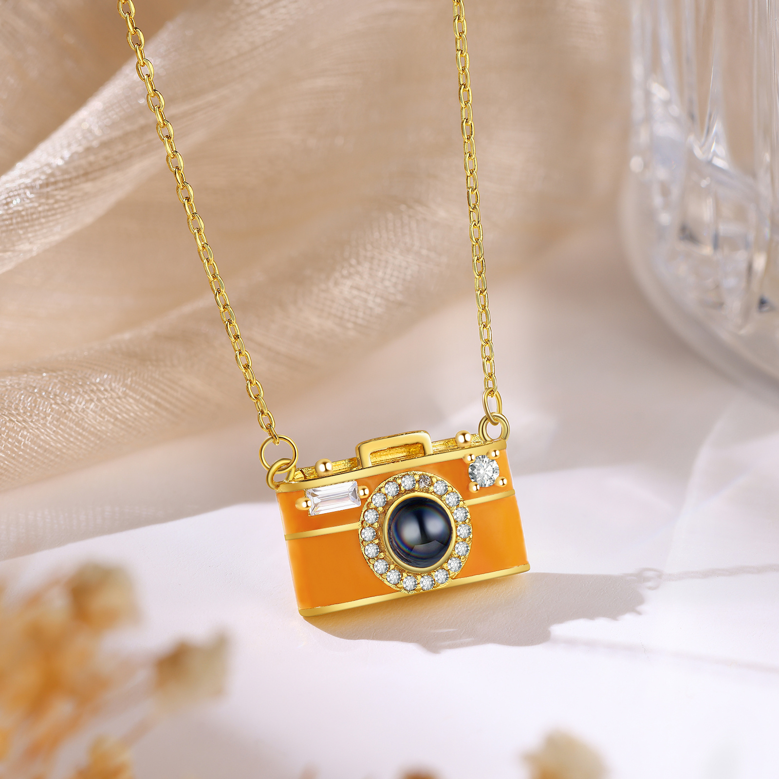 Personalisierte Fotoprojektion Kamera-Halskette für sie