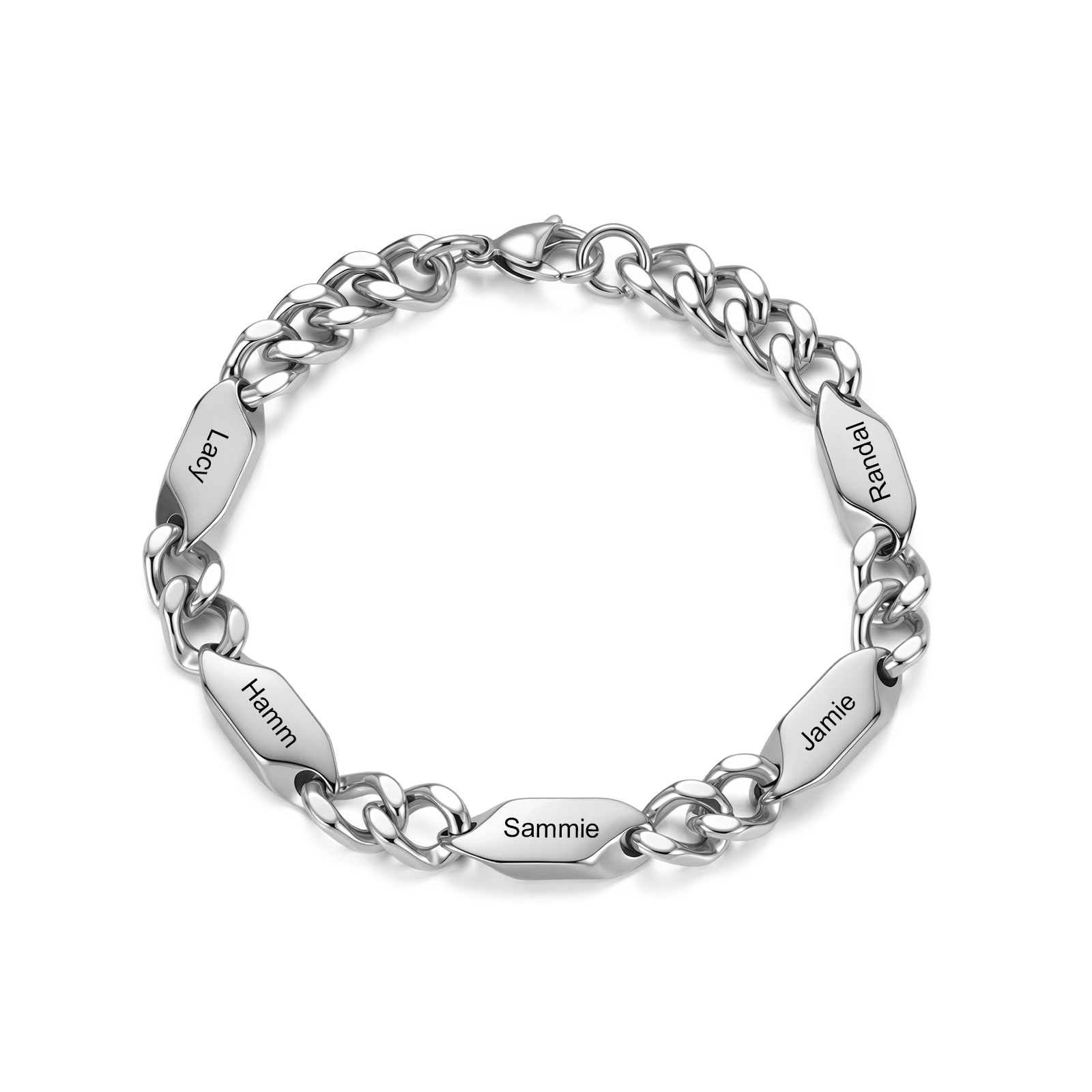 Personalisiertes Panzerarmband aus Edelstahl mit 1 bis 5 gravierten Namen Geschenk für Papa, Ehemann oder Familie