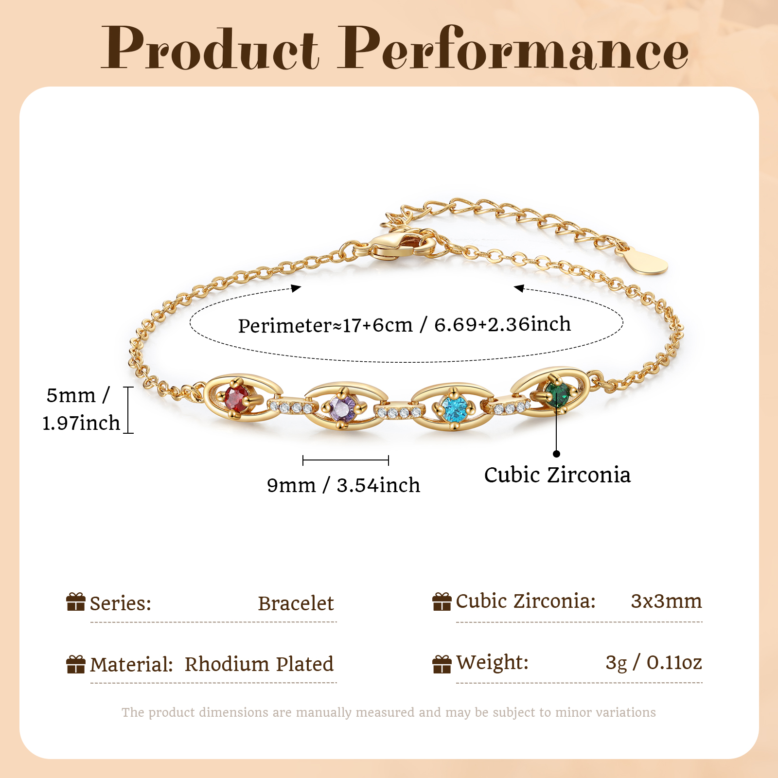 Personalisiertes Goldarmband mit Geburtssteinen – Elegante Familienbande