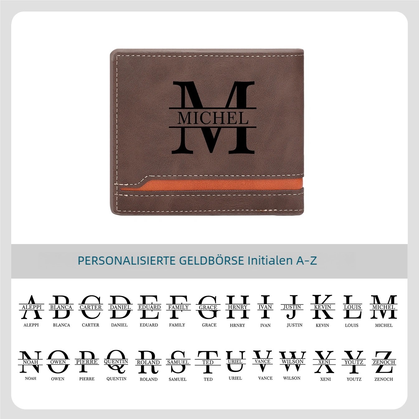 Personalisiertes Foto & Name & Buchstabe Leder Geldbörse für Paare