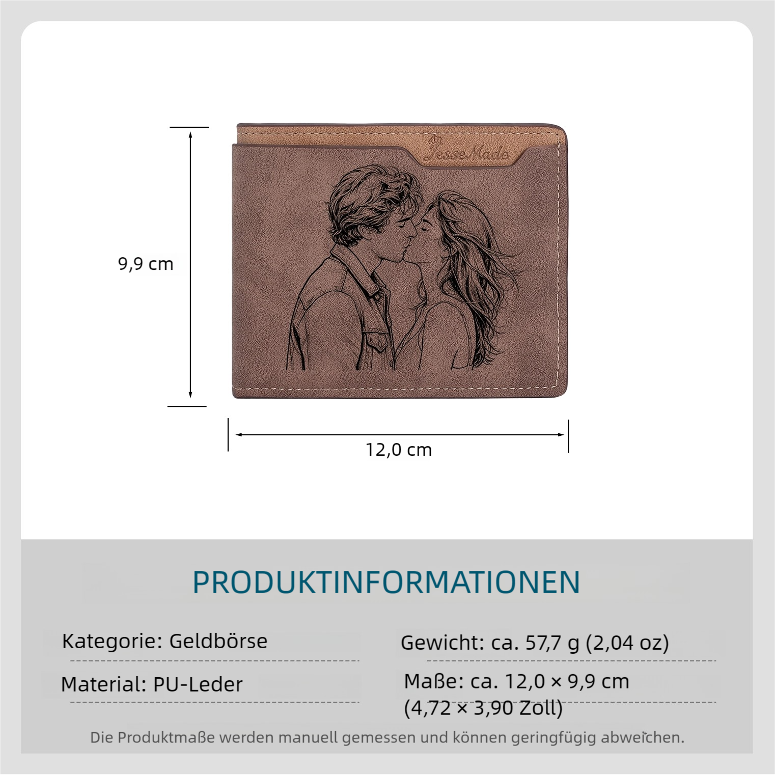 Herren Personalisierter Name & Buchstabe & Foto Lede Geldbörse Weihnachtsgeschenk