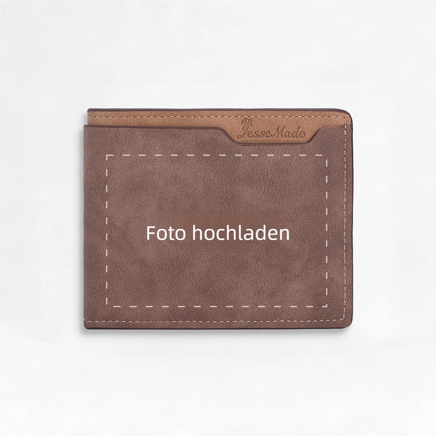 Personalisierte Herren Geldbörse mit Foto, Namen und Initiale aus Leder