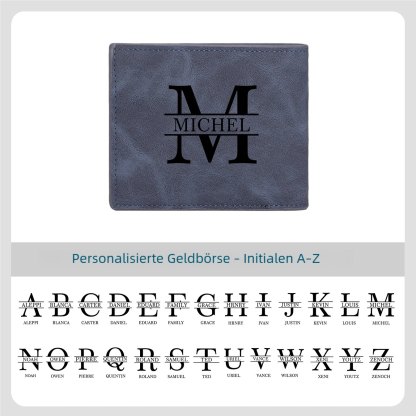 Personalisierte Herren‑Geldbörse mit Foto‑Gravur oder Monogramm Initiale