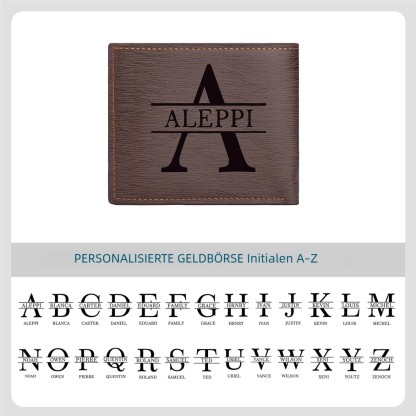 Personalisierte Herren‑Geldbörse mit Foto‑Gravur oder Monogramm Slim Bifold