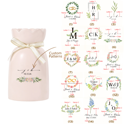 Personalisierte Blumenvase aus Keramik in Rosa mit Blumenmotiv Hochzeitsgeschenk oder Geschenk zum Jahrestag für Paare