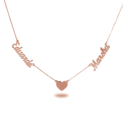 Personalisierte 2 Namen mit Gravuren Herz Halskette