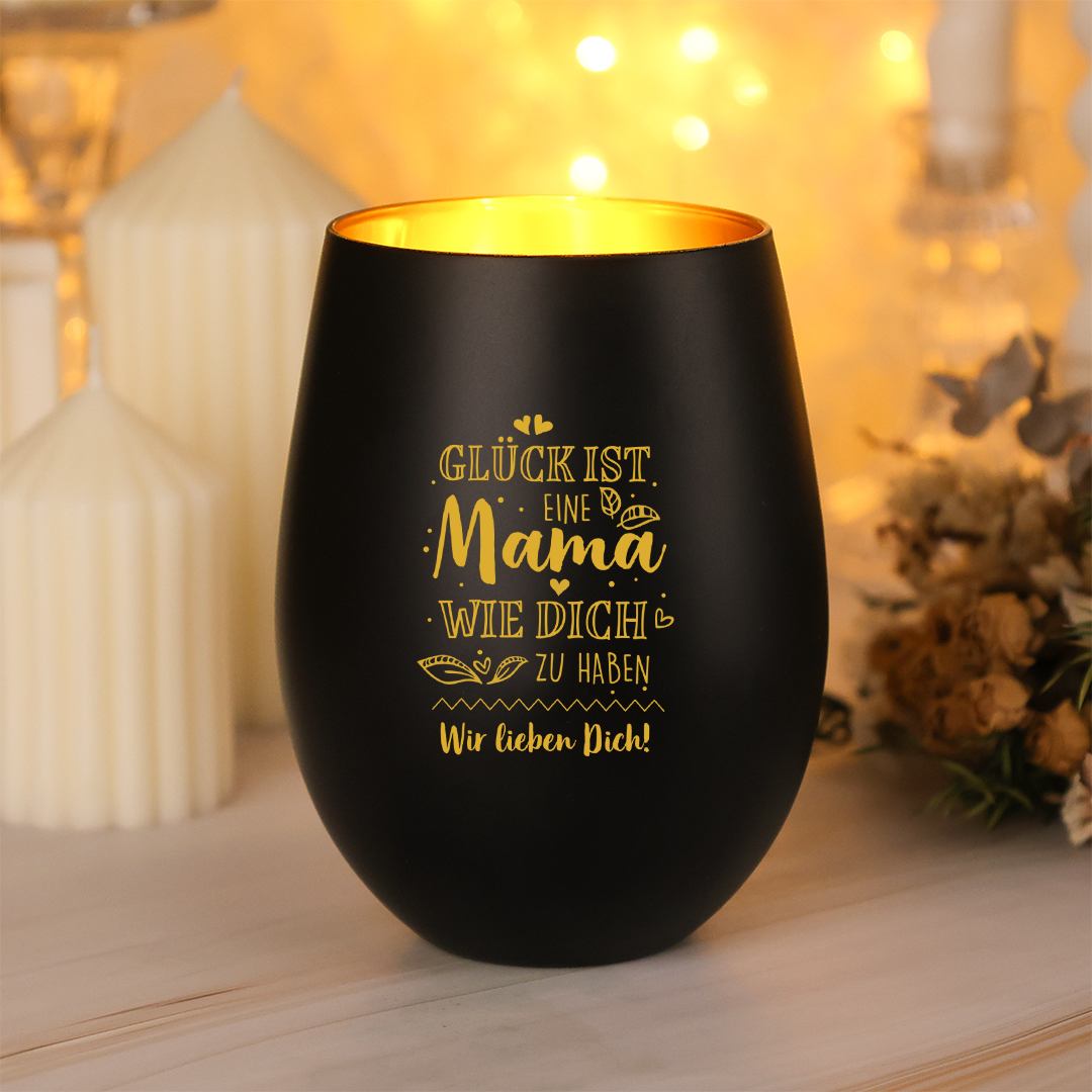 Personalisierter Kerzenhalter aus Glas mit Foto Geschenk für Mama