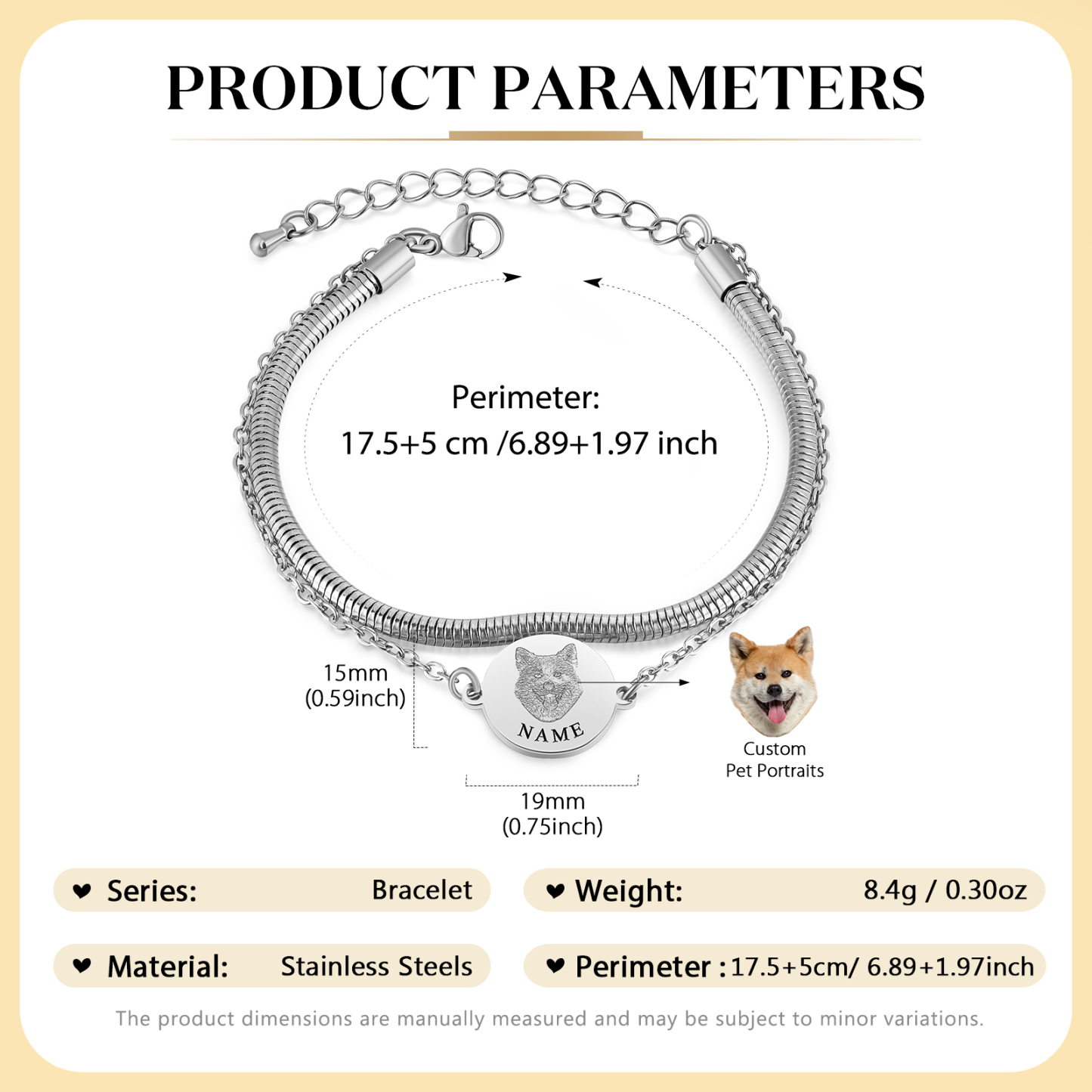 Personalisiertes Hausetiert Foto - Schlangenkette-Armband