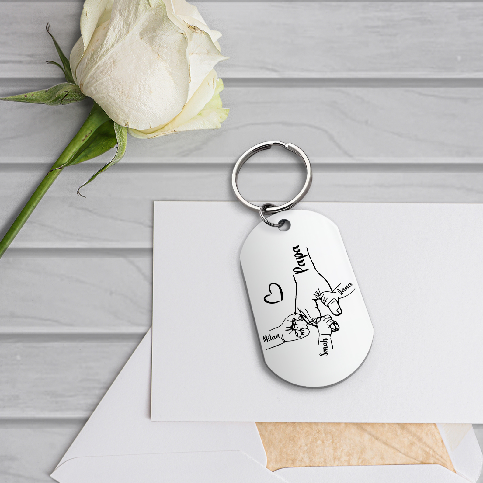 Personalisierbare 3 Namen Papa Hand Schlüsselanhänger-Lieber Papa du hast ja bereits uns-Geschenk für Vater Vatertag