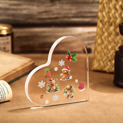 Personalisierte 3 Namen Lebkuchenmann Familie Weihnachten Acryl-Deko-Schreibtischdekoration