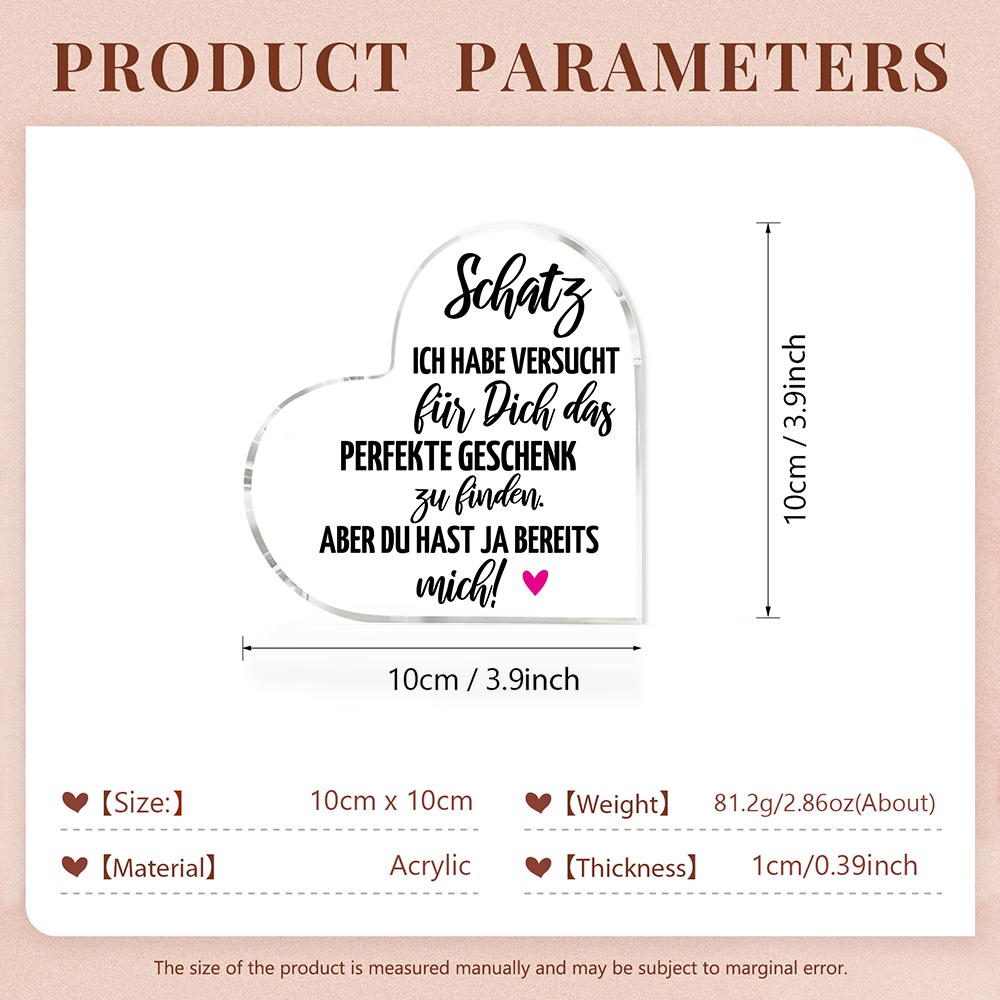 Personalisierte Name Acryl-Deko-Du hast ja bereits mich-Schreibtischdekoration für Paar