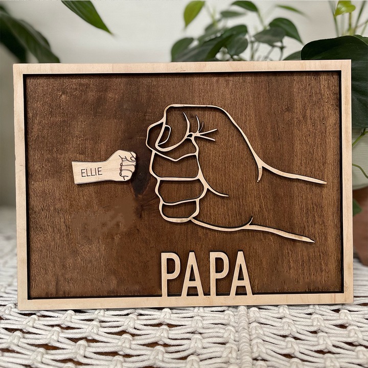 Personalisierter 1 Name Papa Holzrahmen - für Vater
