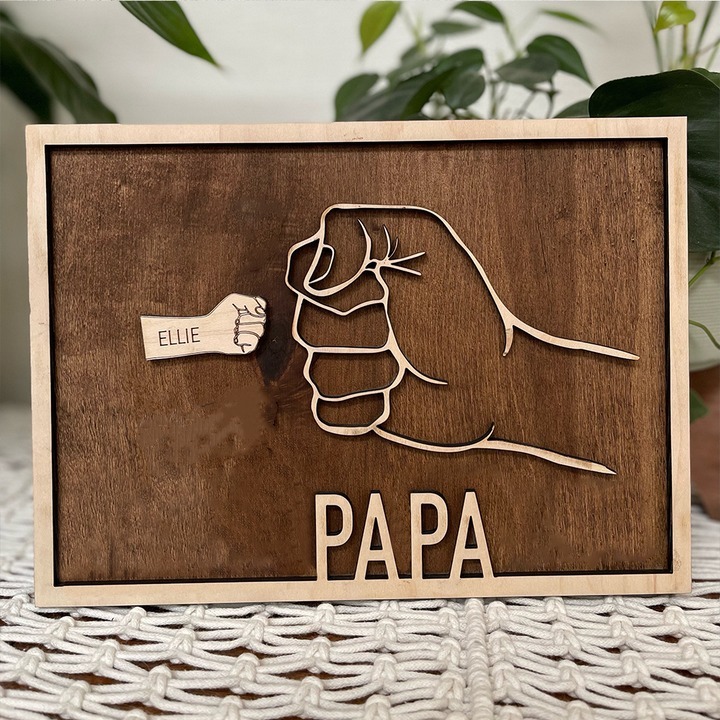 Personalisierter 1 Name Papa Holzrahmen - für Vater