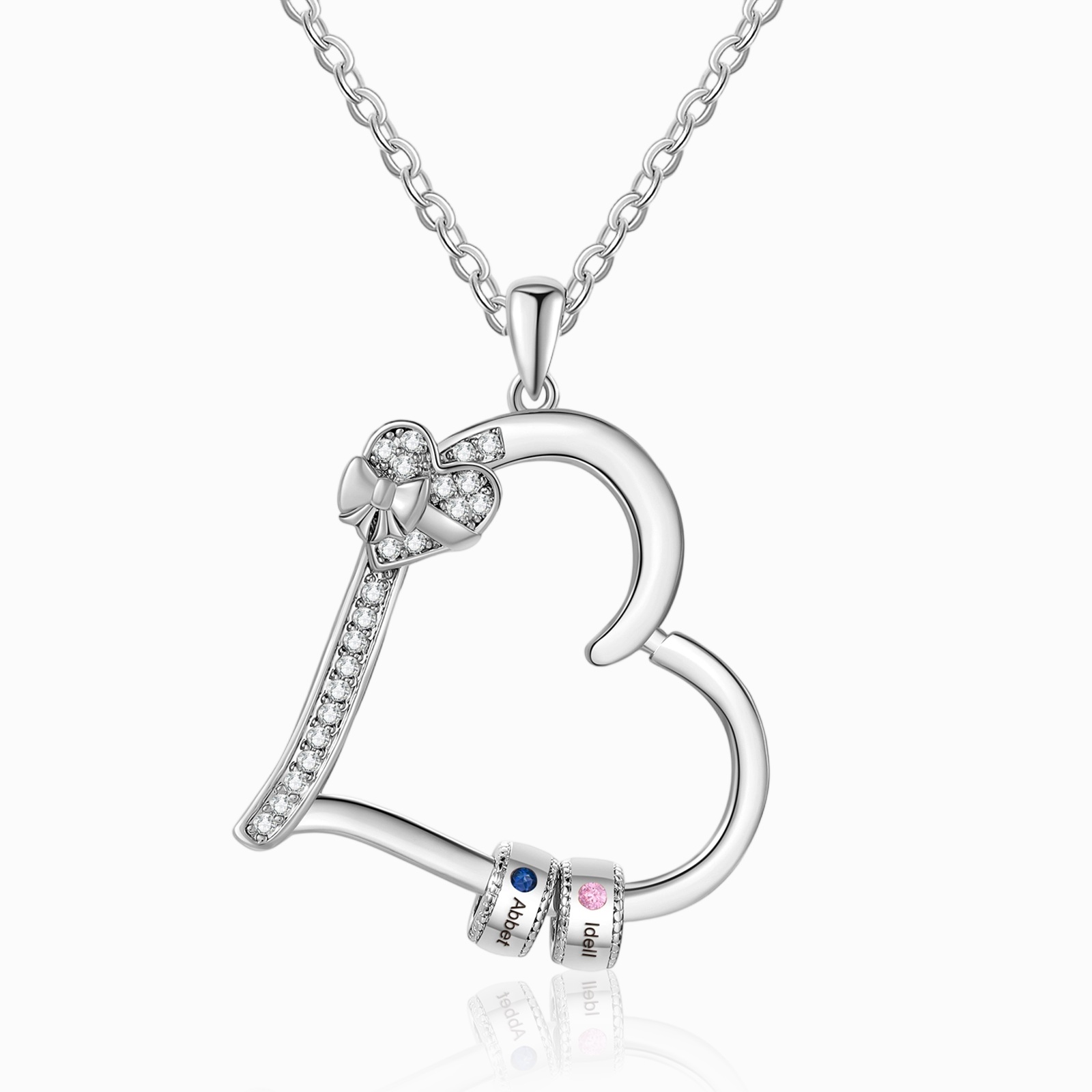 Personalisierbare Herz Halskette mit Gravur 2-5 Namen & Geburtssteinen Ideales Geschenk Für sie