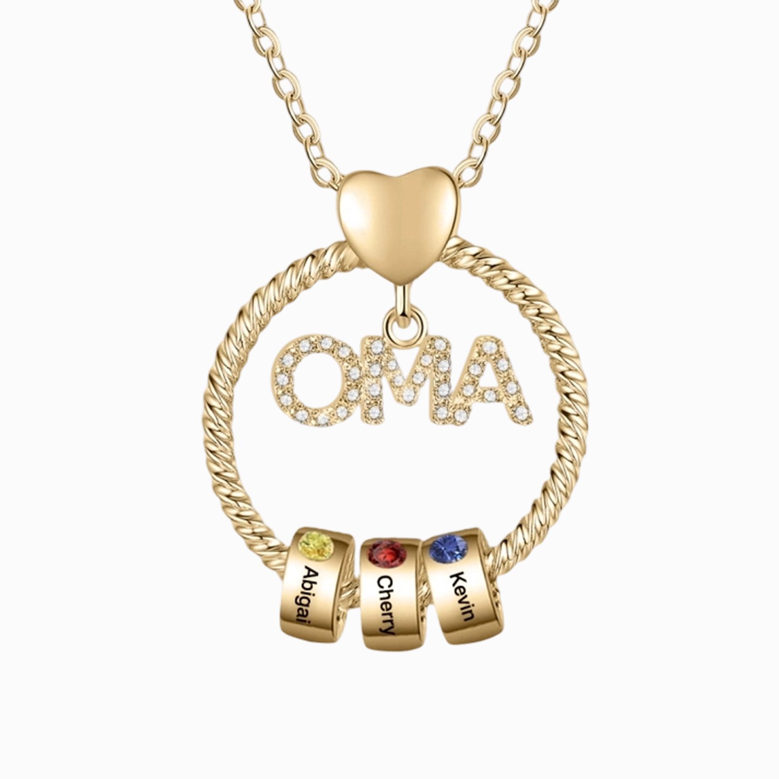 Personalisierte 1-5 Namen Gravur "OMA" Halskette mit 1-5 Geburtssteinen-Glück ist eine Oma wie dich zu haben-Geschenk mit Nachrichtenkarte