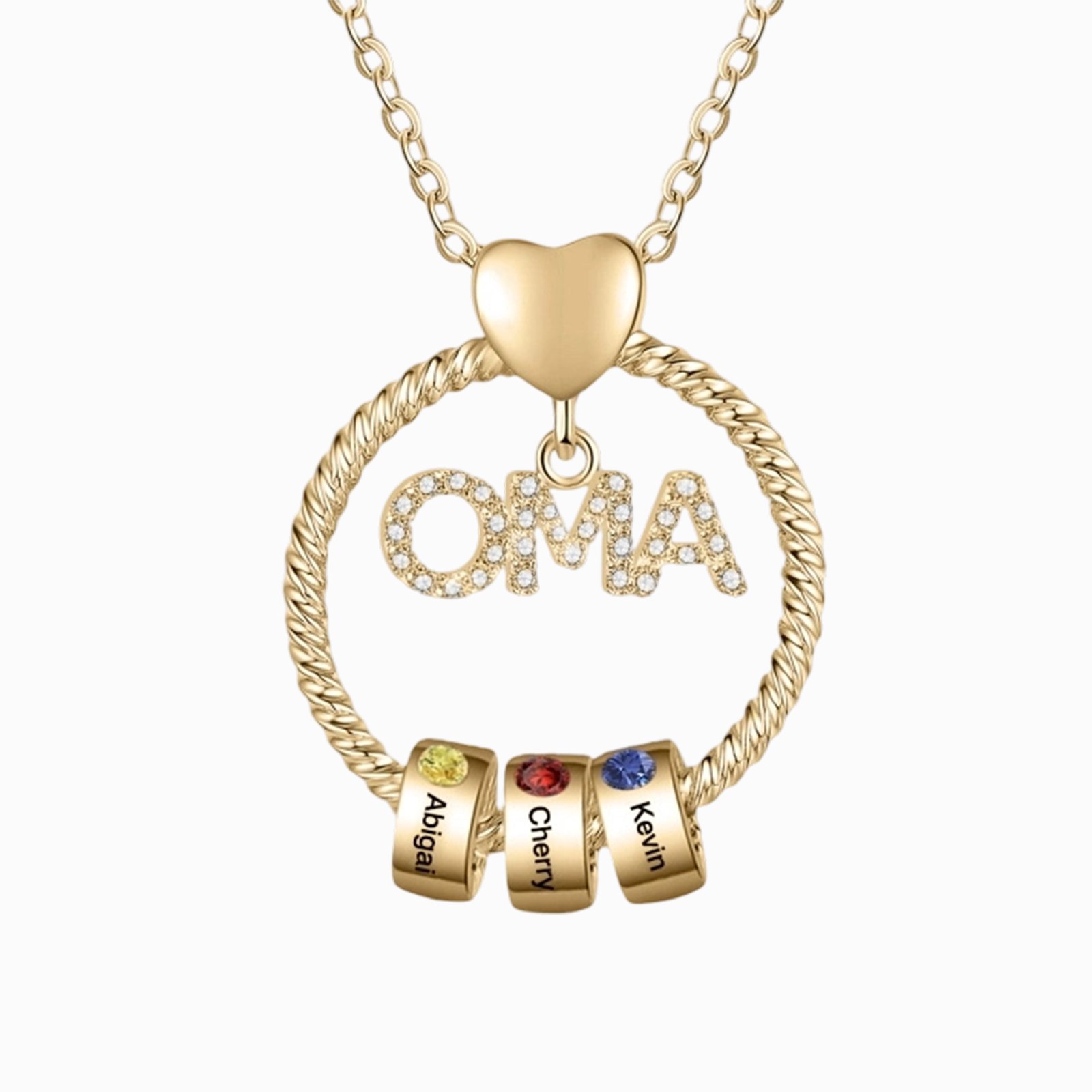 Personalisierte 1-5 Namen Gravur "OMA" Halskette mit 1-5 Geburtssteinen-Glück ist eine Oma wie dich zu haben-Geschenk mit Nachrichtenkarte