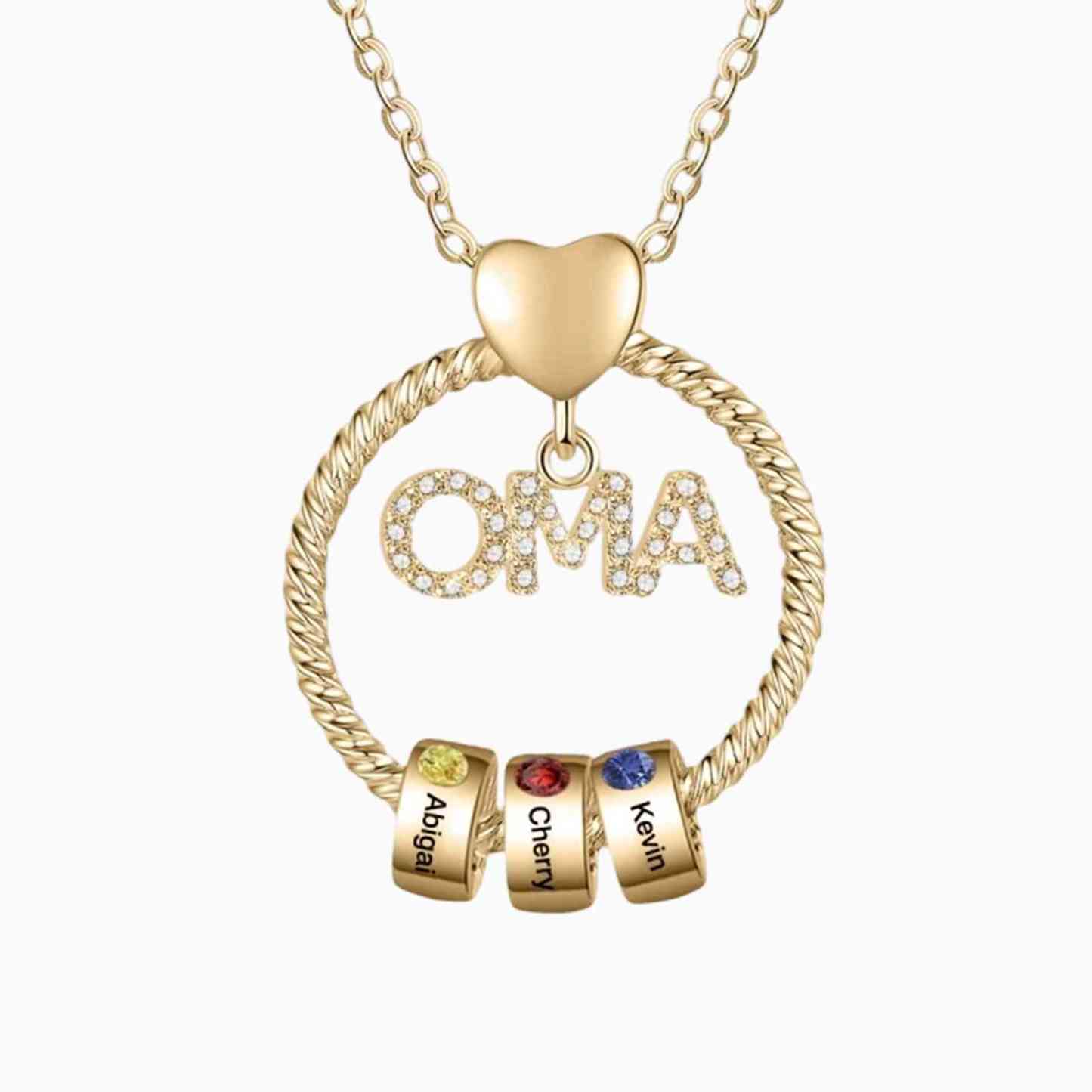 Personalisierte 1-5 Namen Gravur "OMA" Halskette mit 1-5 Geburtssteinen