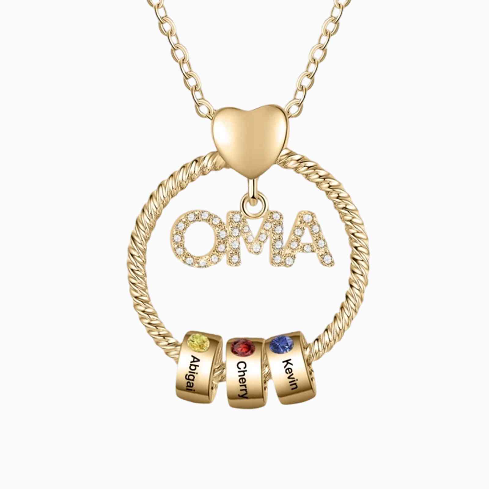 Personalisierte 1-5 Namen Gravur "OMA" Halskette mit 1-5 Geburtssteinen