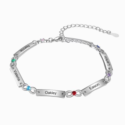 Personalisiertes 1-6 Namen Infinity Armband mit 1-6 Geburtssteinen