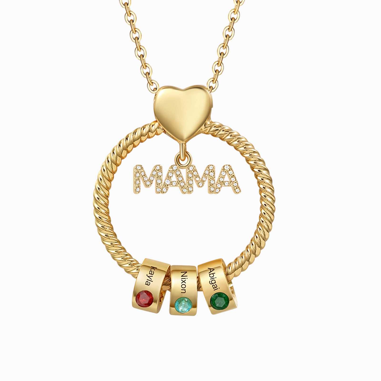 Personalisierte 1-6 Name Gravur MAMA Halskette mit 1-6 Geburtsstein