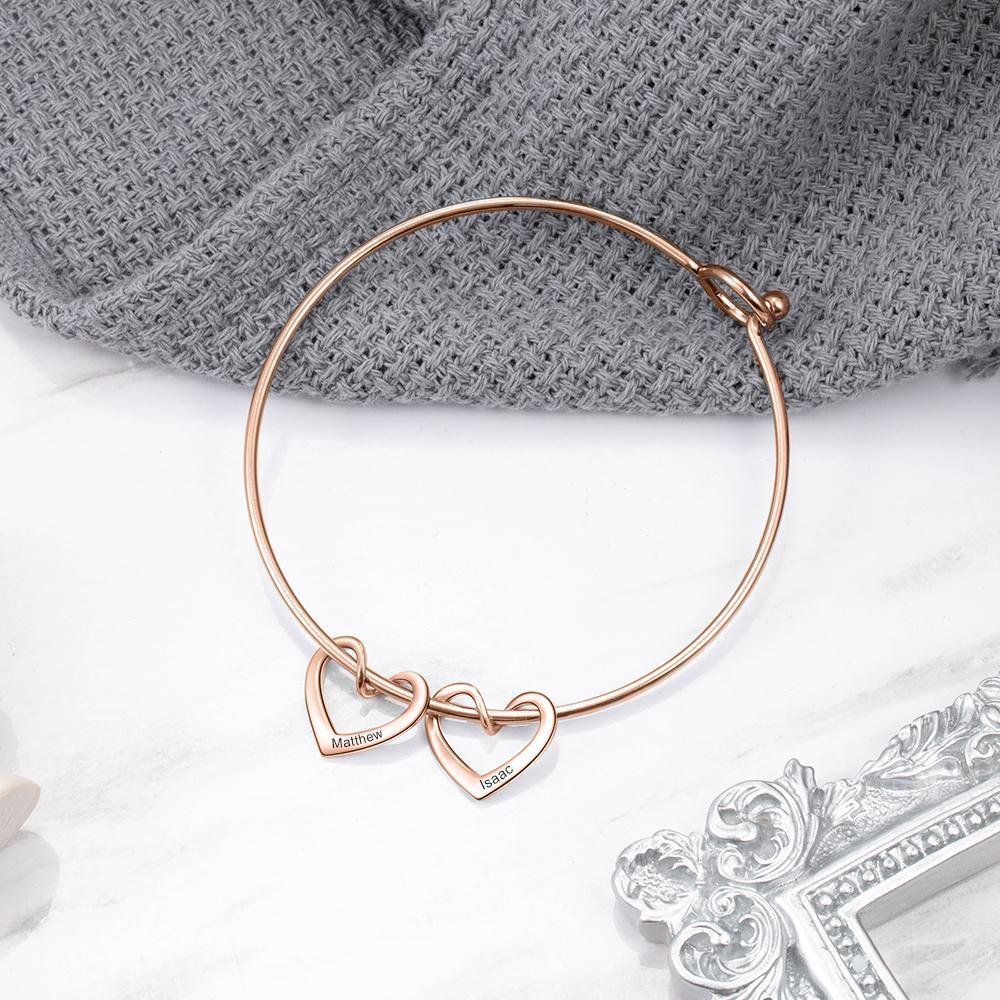 Damen Armband mit Gravuren 2 Herzen