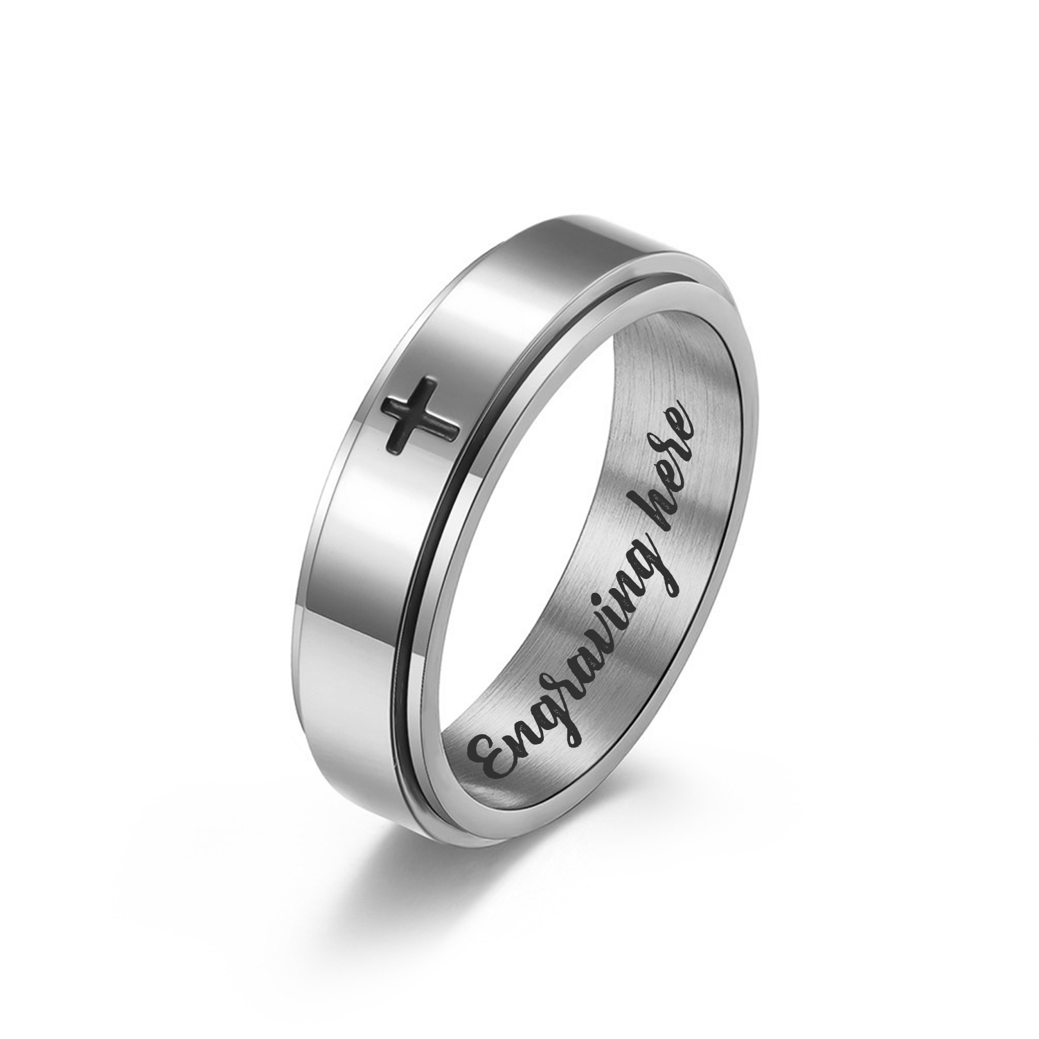Personalisierter Text Stressabbau Drehbar Kreuz Ring