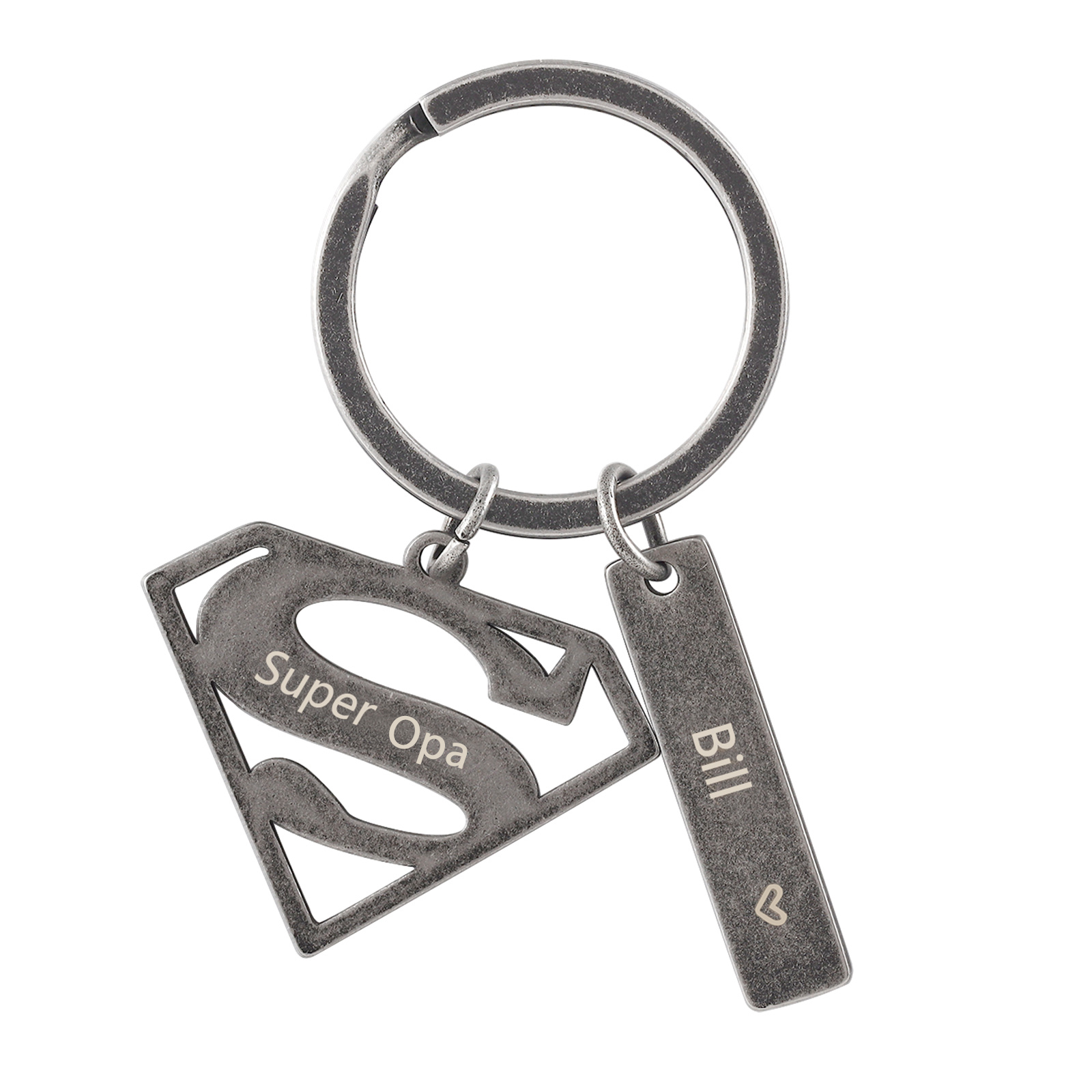 Personalisierbarer 1 Name & 1 Text Supermann Schlüsselanhänger-Geschenk für Großvater