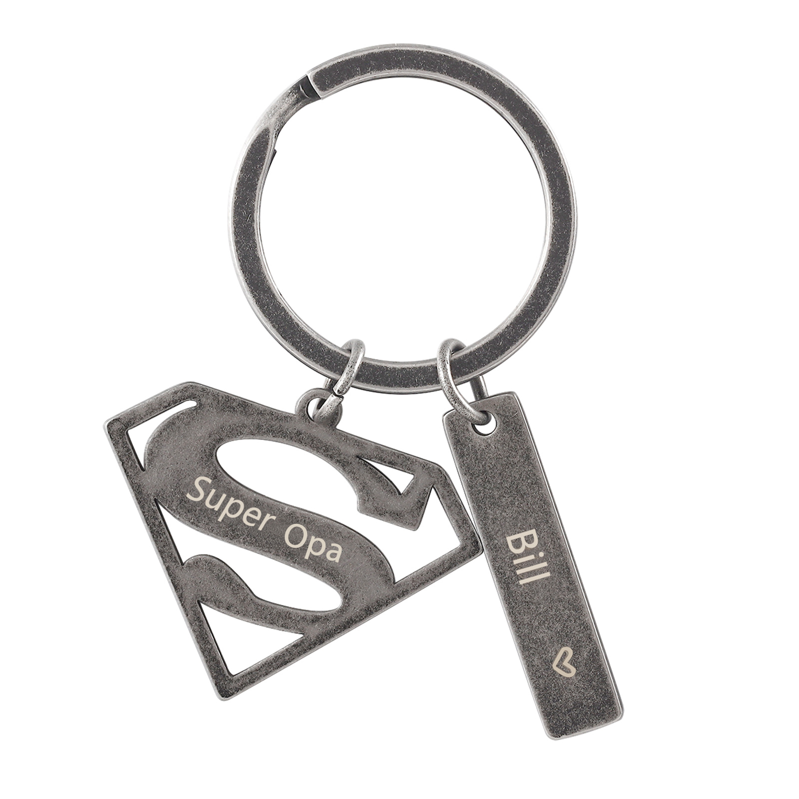 Personalisierbarer 1 Name & 1 Text Supermann Schlüsselanhänger-Geschenk für Großvater