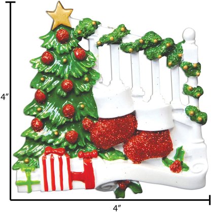 Holz Weihnachtsornament-Personalisiertes 2 Namen Text Weihnachtsbaum Ornament Anhänger mit 2 Strümpfen