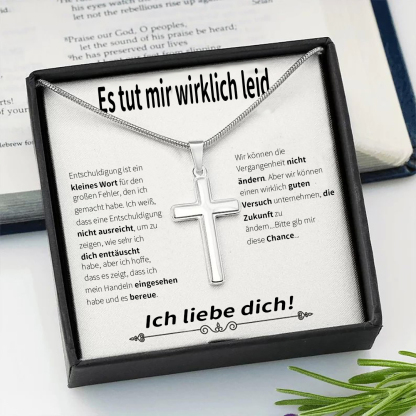 Kettenmachen 925 Sterling Silber Kreuz Halskette- Es tut mir wirklich leid-Geschenk mit Nachrichtenkarte-Entschuldigungsgeschenk 31.69