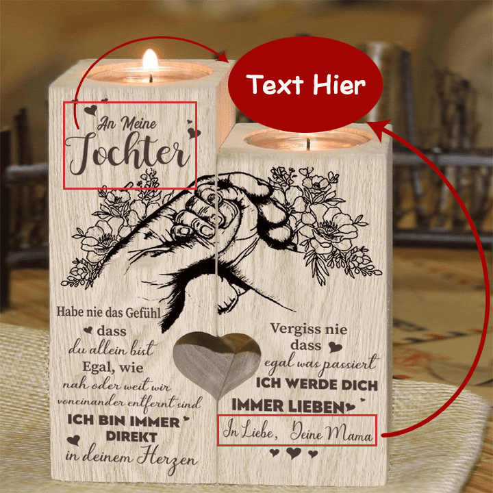 An Meine Tochter von Mama - Personalisierte Text Händchenhalten Kerzenhalter - Kerzenständer für Tochter