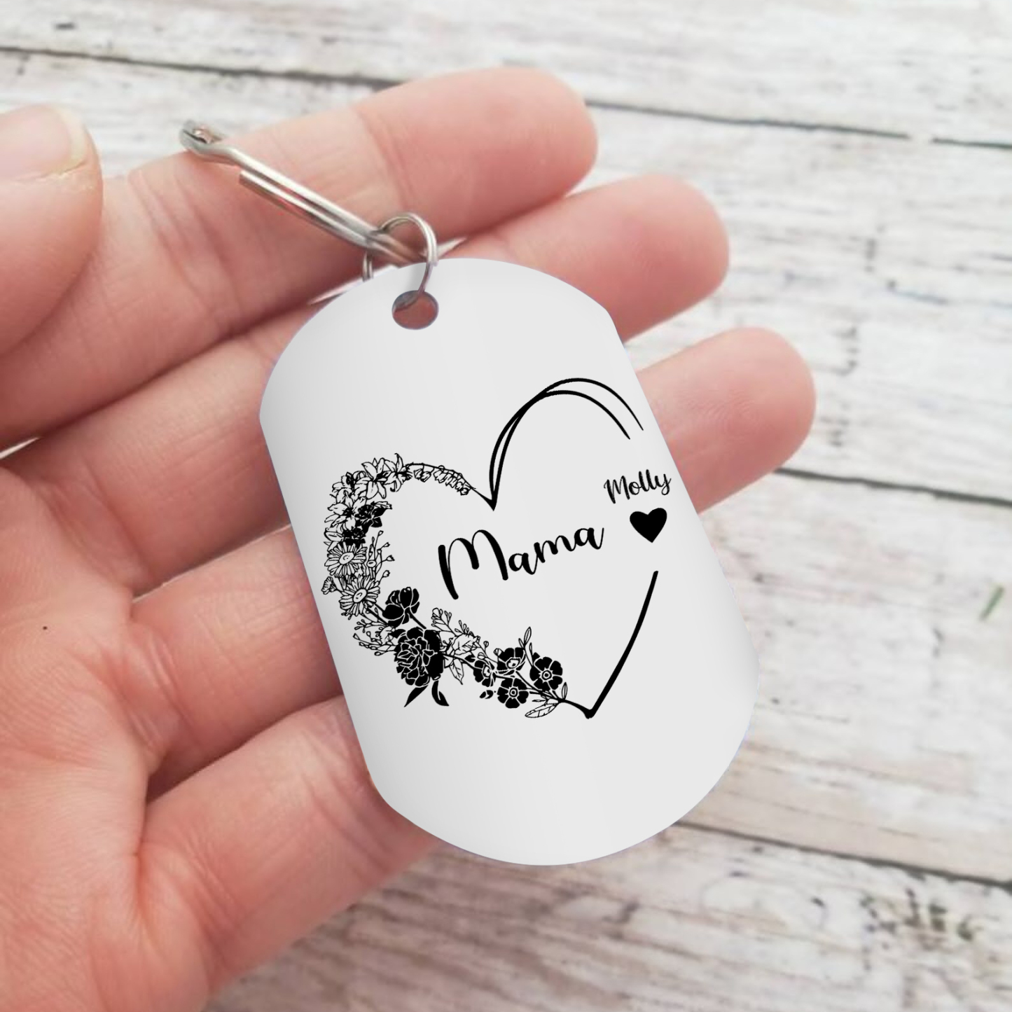 Personalisierbare 1-6 Namen Mama Herz Schlüsselanhänger