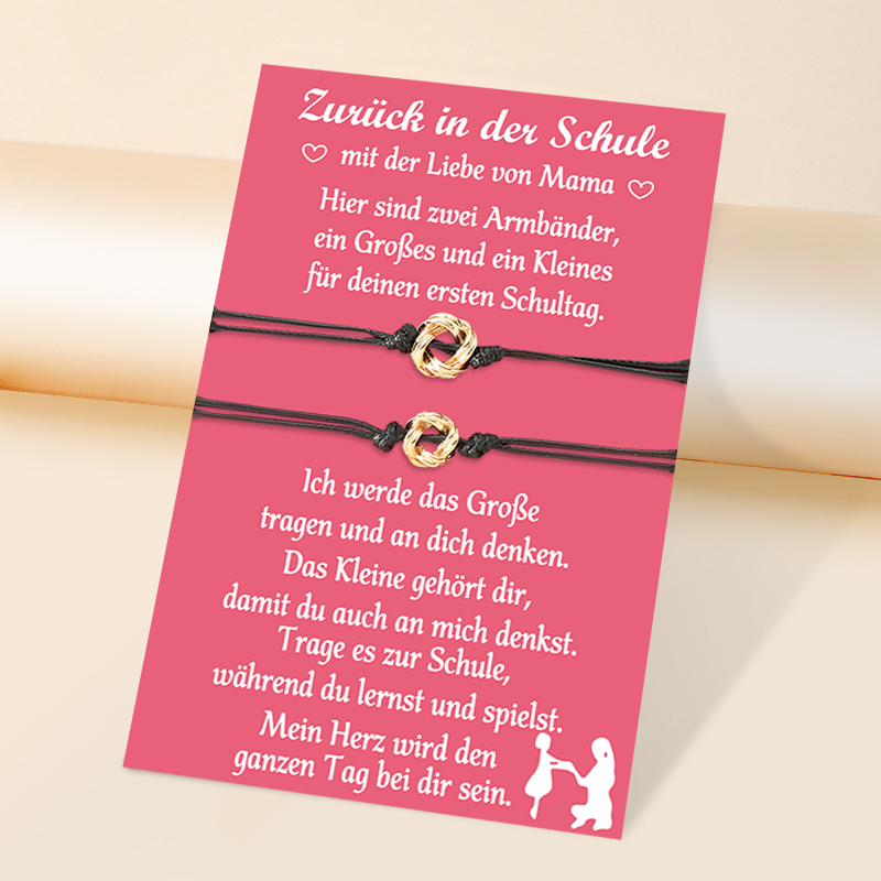 Kettenmachen Knoten Armbänder Set mit 2 Ketten-Zurück in der Schule mit der Liebe von Mama-Schulanfang Geschenk mit Nachrichtenkarte 14.99