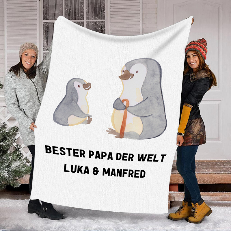 Personalisierbarer Text Pinguin Decke - Bester Papa der Welt- Geschenk für Vater