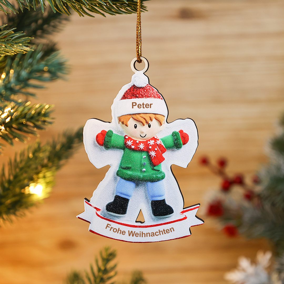Holz Personalisierter 1 Name & Text Jung Weihnachtsornament Weihnachtsbaum Anhänger