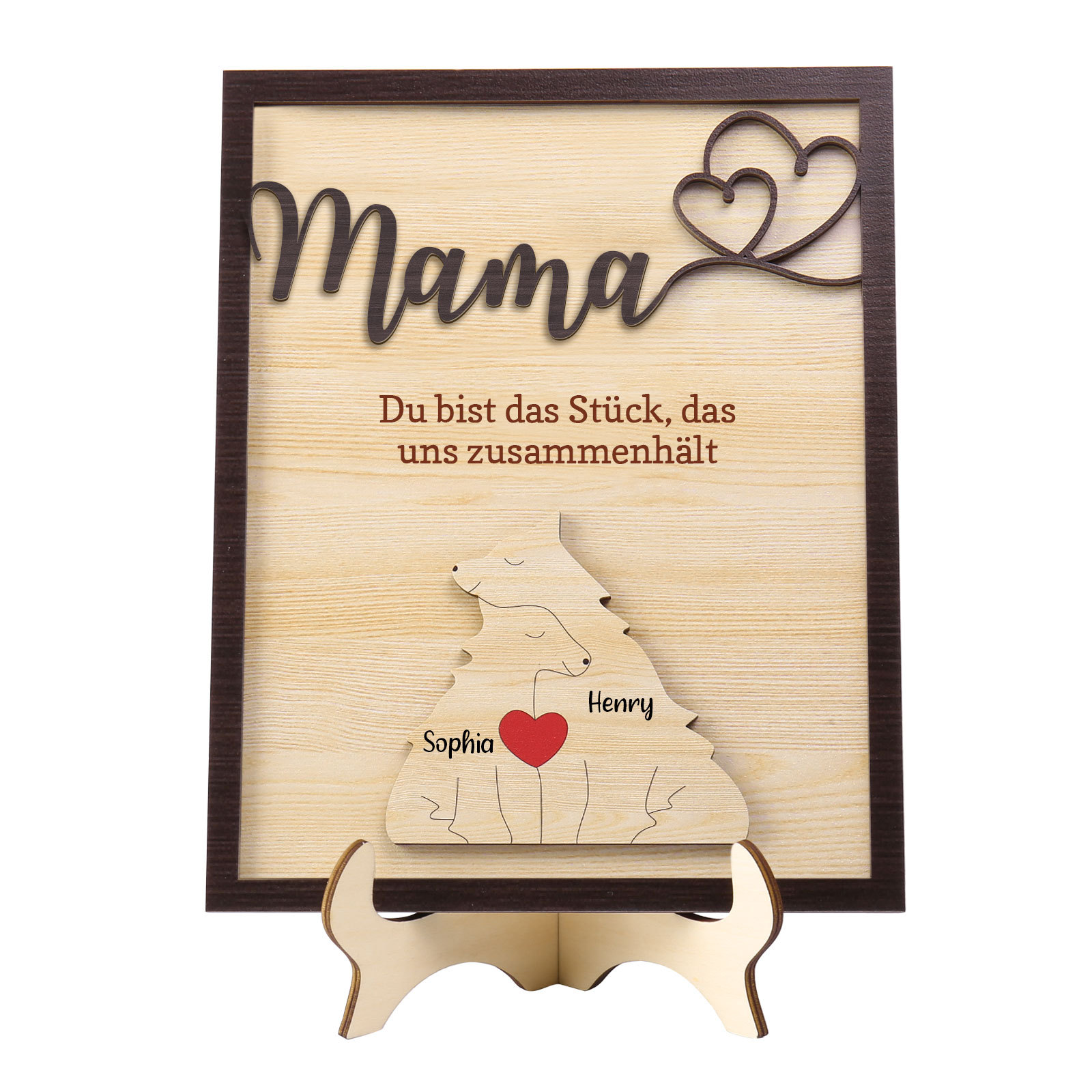 Holz Deko-Personalisierbare 2 Namen Ornament Fuchs Familie Holzdekoration-Mama, du bist das Stück, das uns zusammenhält