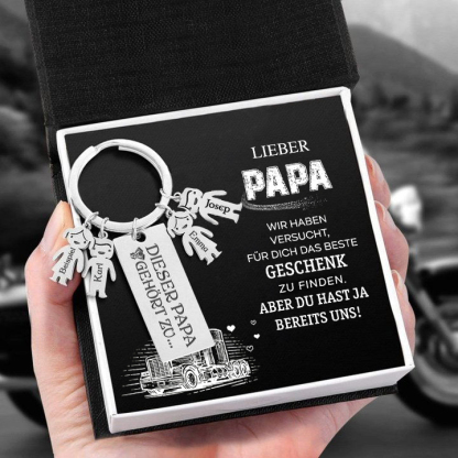 Personalisierter 4 Kinder Namen Schlüsselanhänger-Lieber Papa-Geschenk mit Nachrichtenkarte