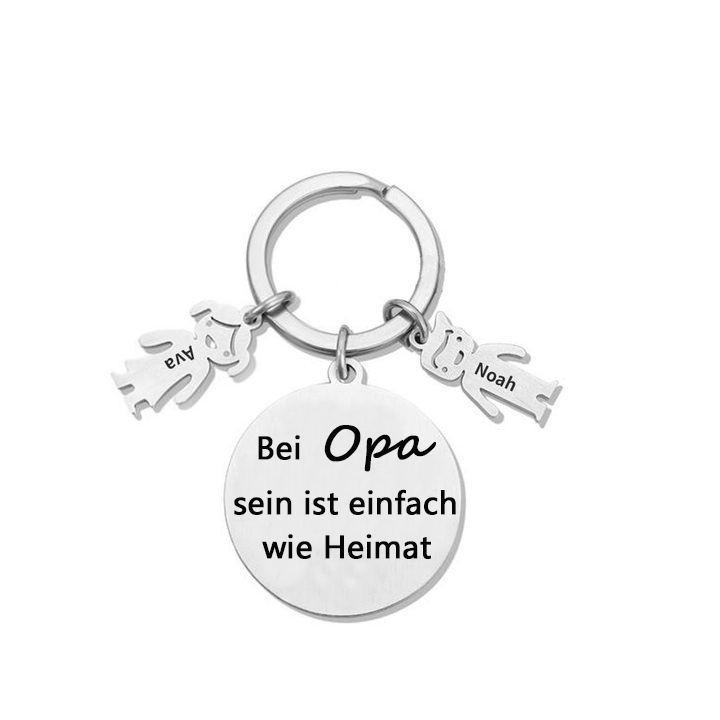 Gravur 2 Namen & Wunschtext Familie Schlüsselanhänger - Dieser Vater ( oder Mutter, Opa, Oma, usw. ) Gehört zu ...
