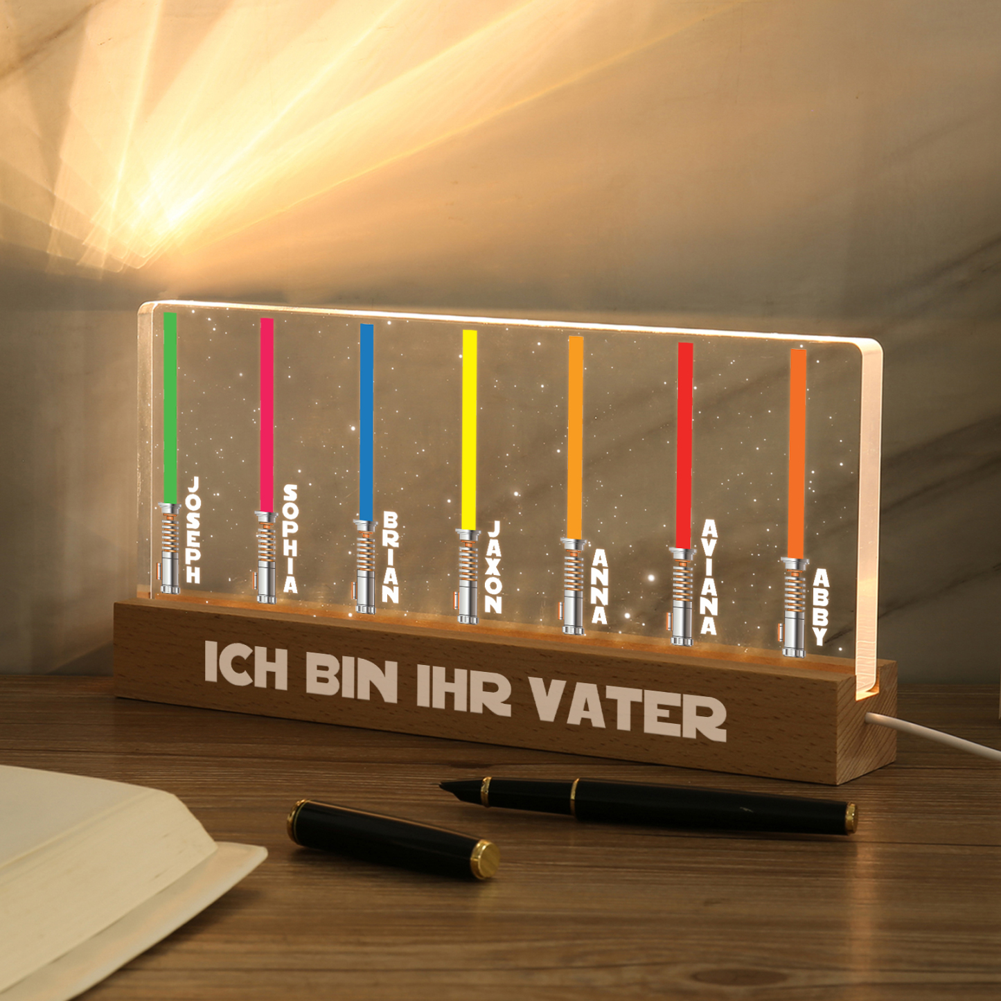 Personalisierbare 7 Namen & Text Krieg der Sterne Acryl Nachtlicht - für Familie