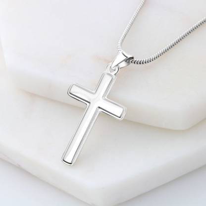 925 Sterling Silber Für meinen Sohn Kommunion Kreuz Halskette - Geschenk mit Nachrichtenkarte