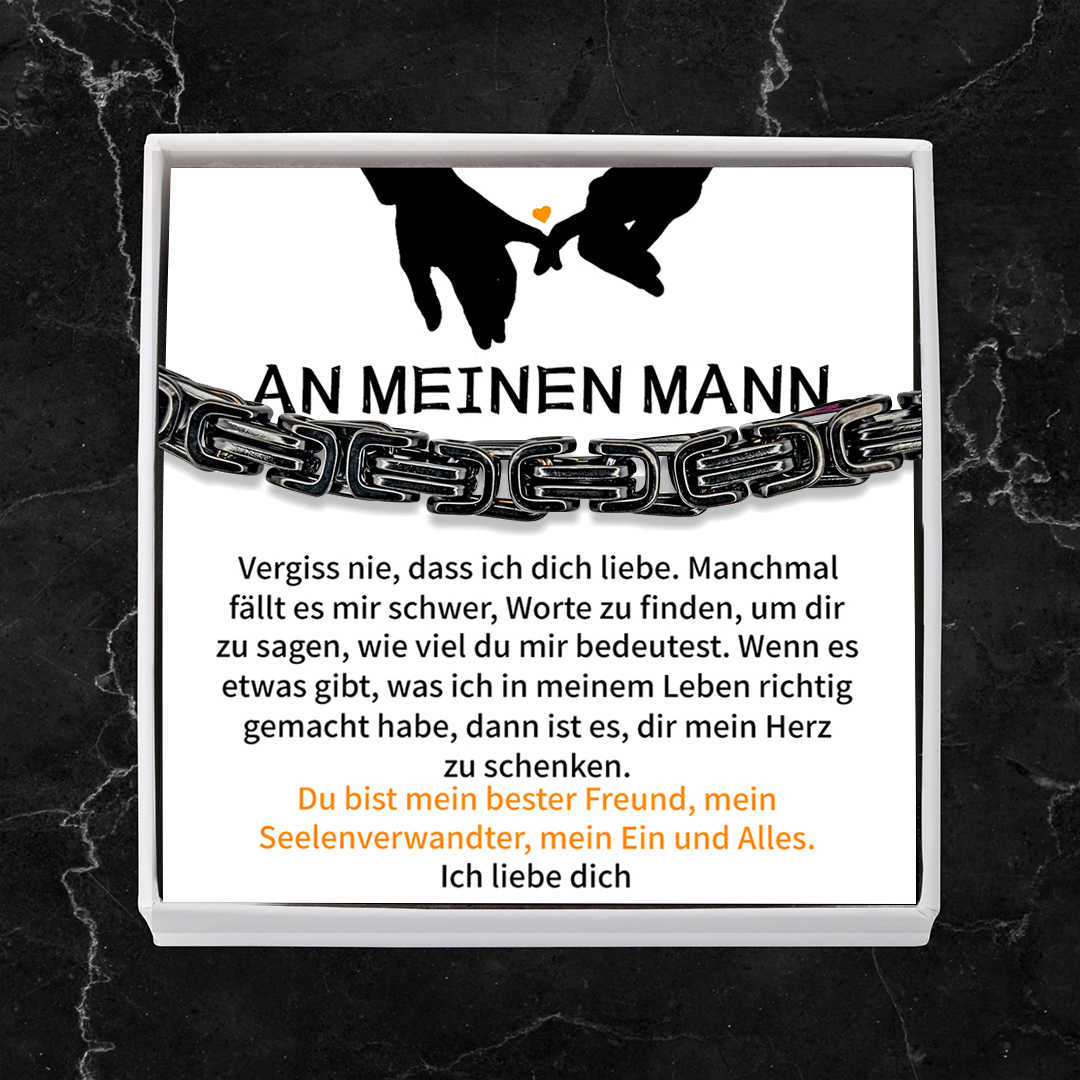 Herren Edelstahl Armband- An Meinen Mann Vergiss nie, dass ich dich liebe-Geschenk mit Nachrichtenkarte