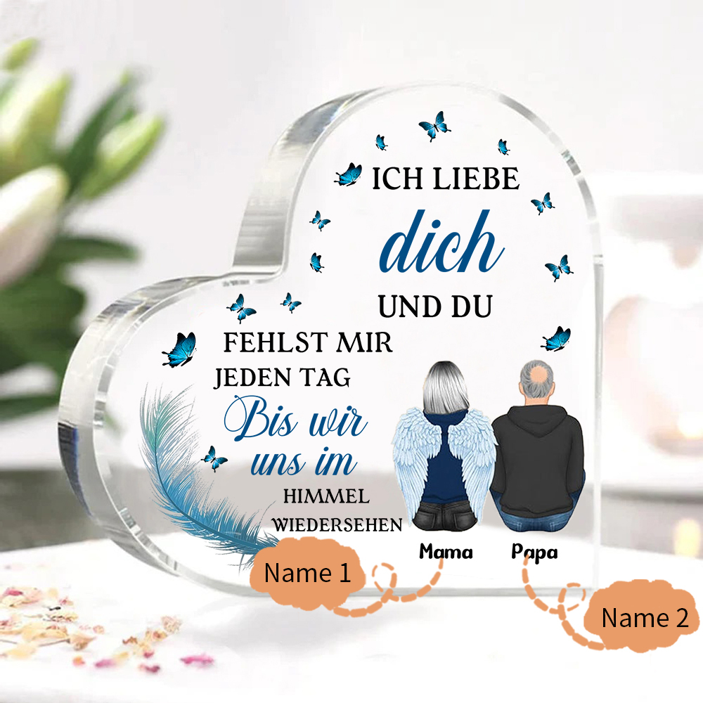 Personalisierte 2 Namen Acryl-Deko-Du fehlst mir jeden Tag-Trauer Schreibtischdekoration