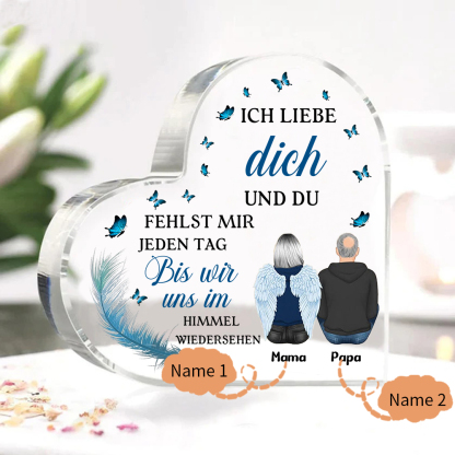 Personalisierte 2 Namen Acryl-Deko-Du fehlst mir jeden Tag-Trauer Schreibtischdekoration