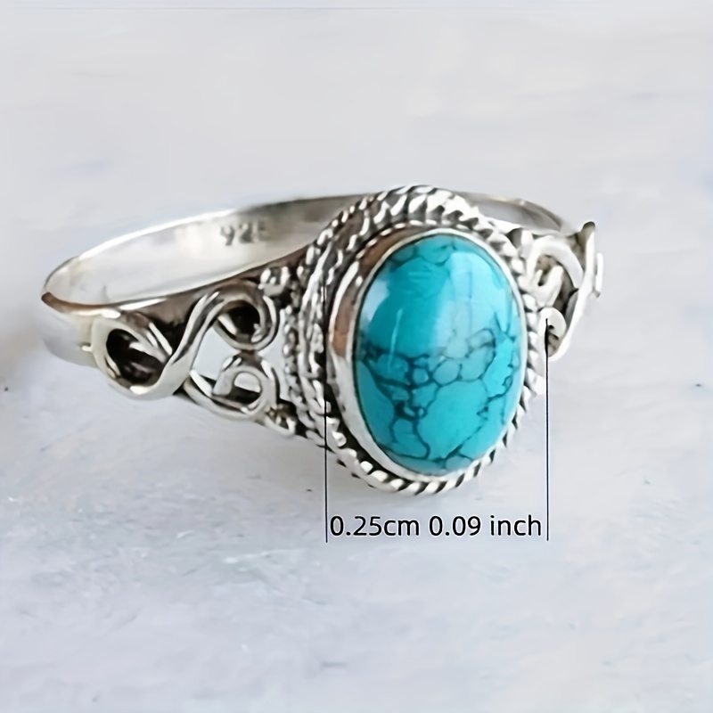 Retro Oval Türkis Ring