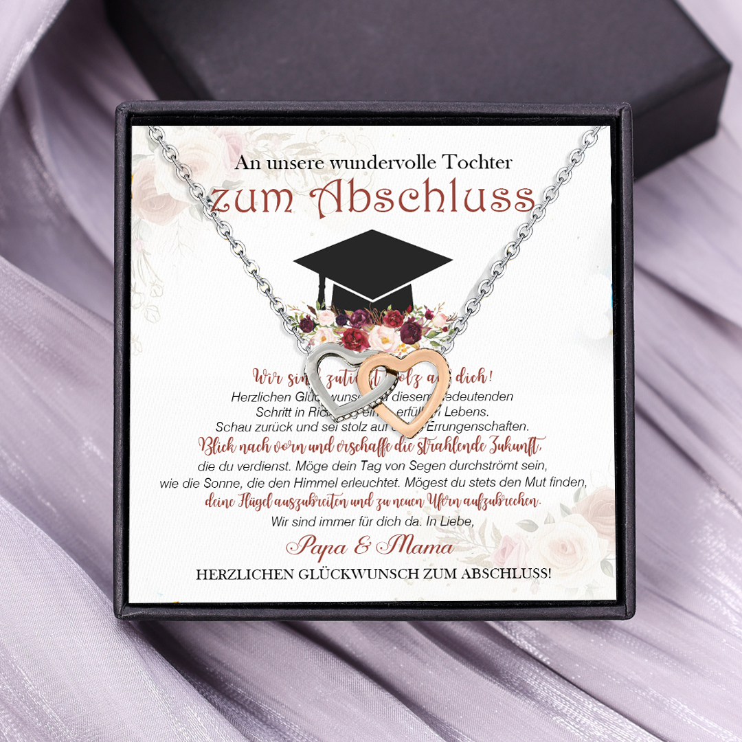 925 Sterling Silber Herz Halskette-An unsere wundervolle Tochter zum Schulabschluss-Geschenk mit Nachrichtenkarte