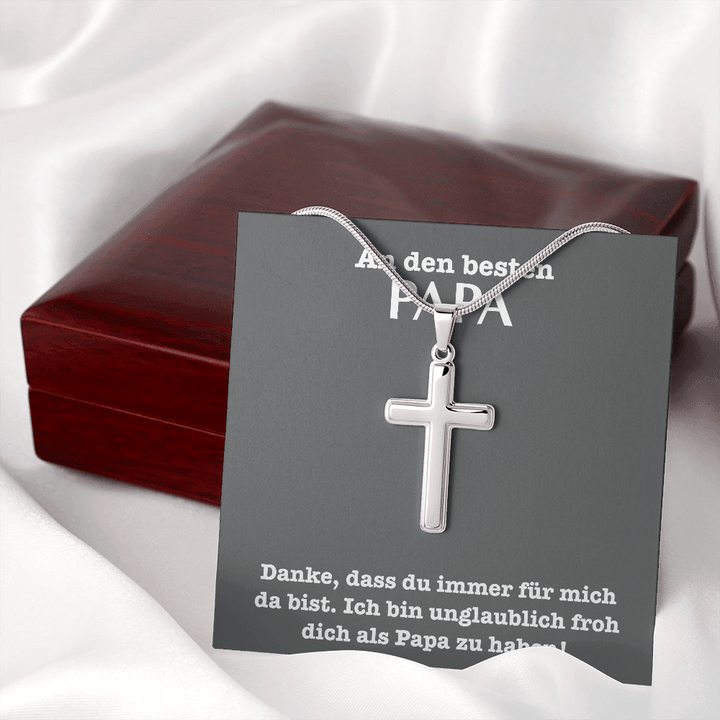 925 Sterling Silber "An Den Besten Papa" Kreuz Halskette - Vatertag Geschenk mit Nachrichtenkarte