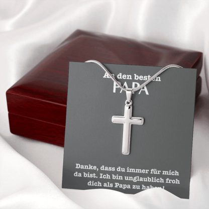 925 Sterling Silber "An Den Besten Papa" Kreuz Halskette - Vatertag Geschenk mit Nachrichtenkarte