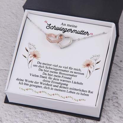 S925 Silber Herz Halskette - An Meine Schwiegermutter - Muttertag Geschenk mit Nachrichtenkarte