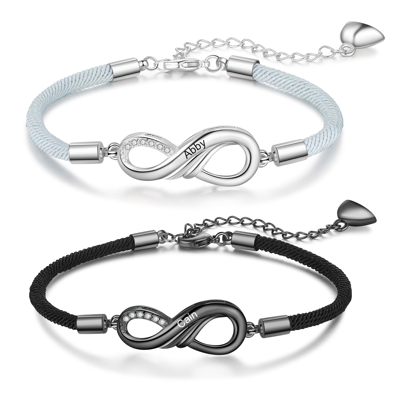 Personalisierte 2 Namen Paar Infinity Herz Magnet Armbänder